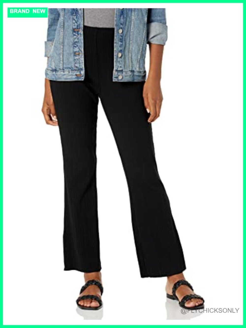 Ribbed Flare Palazzo Pants Elastic Waist Casual Summer